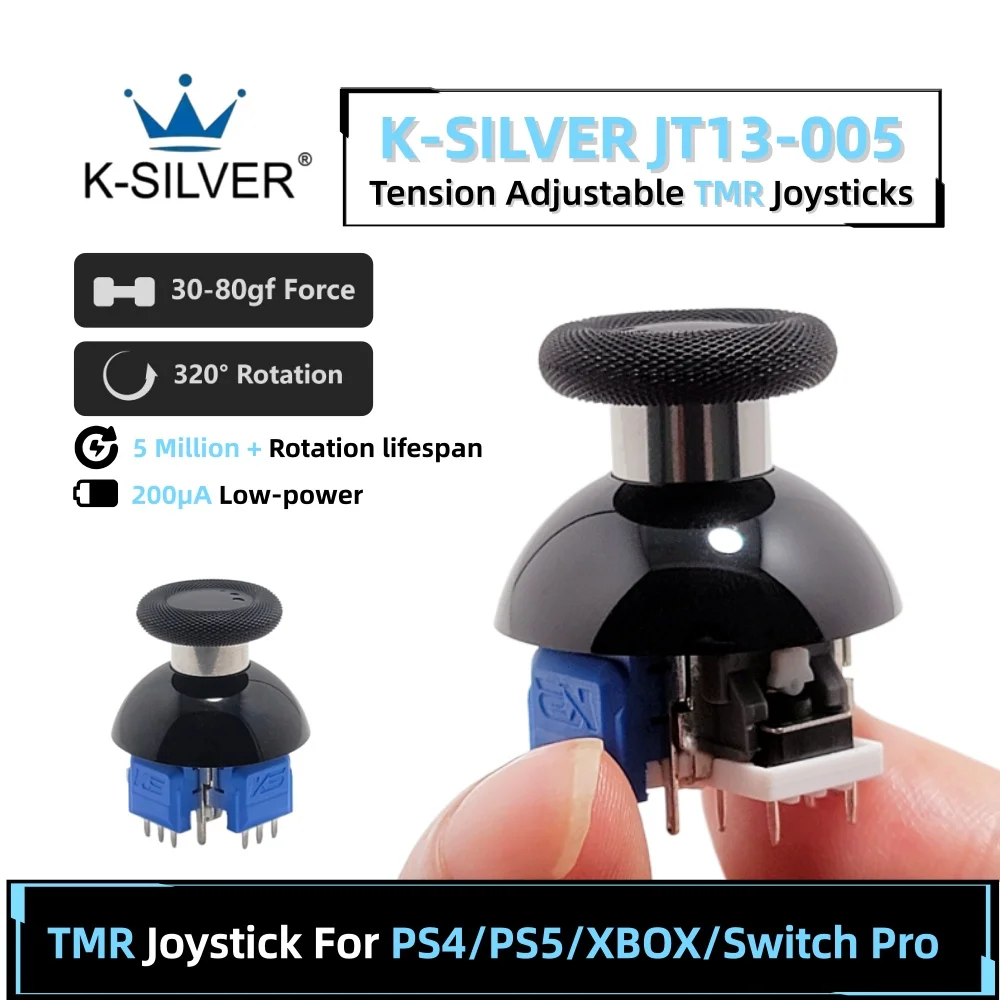 Фото Джойстик TMR K-SILVER JT13-005 для PS4, усилие 30-80 гф, 320 °   Магнитный стик с регулируемым натяжением и защитой от смещения для DualSense PS5 (игровая деталь) №2