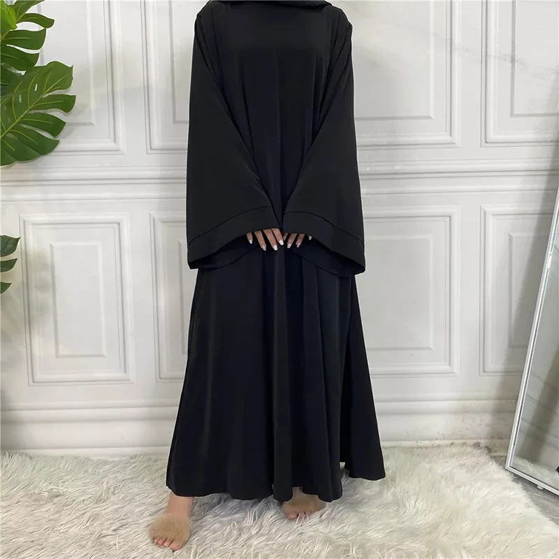 Modest Abaya High Quality Nida Maxi Dress Dubai Fashion Muslim Islamic Clothing Solid Color Long Sleeve Women Robe Dropshipping