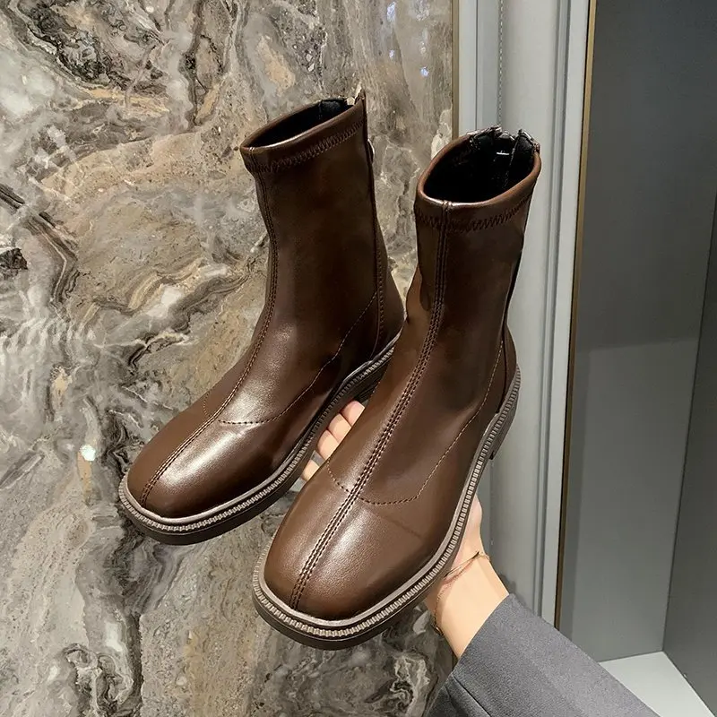 New Ankle Boots for Women Autumn Winter Woman Boots Retro Warm PU Leather Ladies Shoes Fashion Motorcycle Booties Casual Female