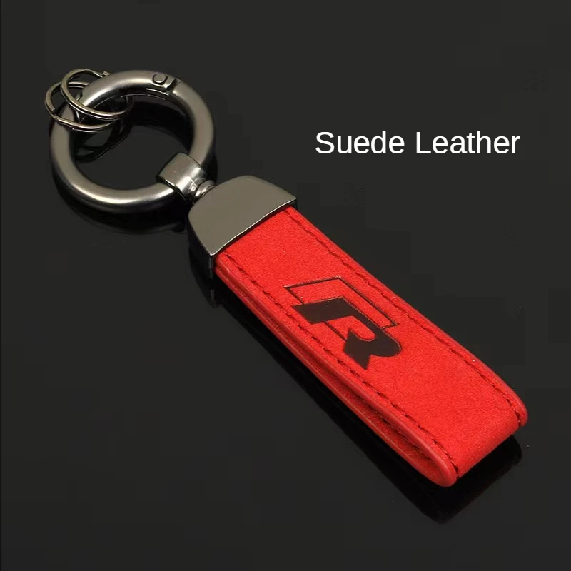 

High-grade metal+leather+Suede Leather Keychain Pendant For Volkswagen R Passat Santana Beetle Golf MK7 GTI Car Accessories Gift