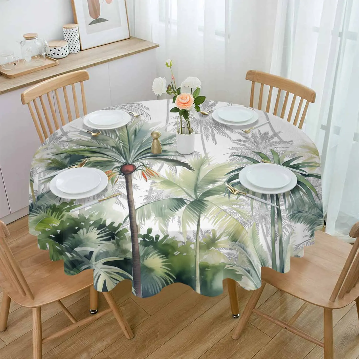 Скатерть с тропическими пальмами для праздничного стола водонепроницаемая