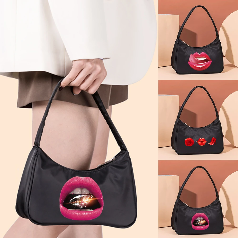 

2022 Fashion Women Clutch Bag Shoulder Tote Underarm Bags Luxury Tote New Anime Mouth Print Shopper Pouch Coin Purse Handbags