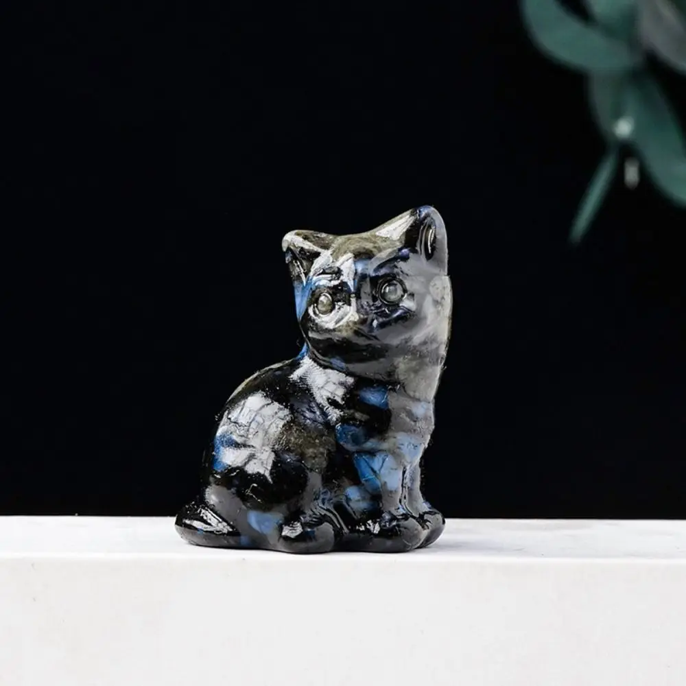 Многоцветная резьба хрустальная фигурка кошки милые уникальные хрустальные