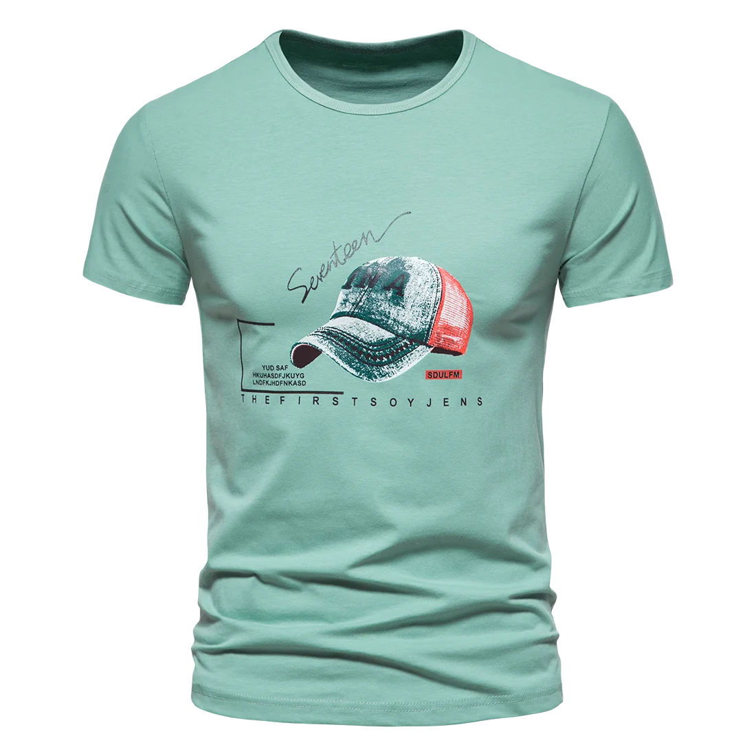 

New Summer T Shirts Men's Casual Round Neck Short Sleeve Hat Print Tee