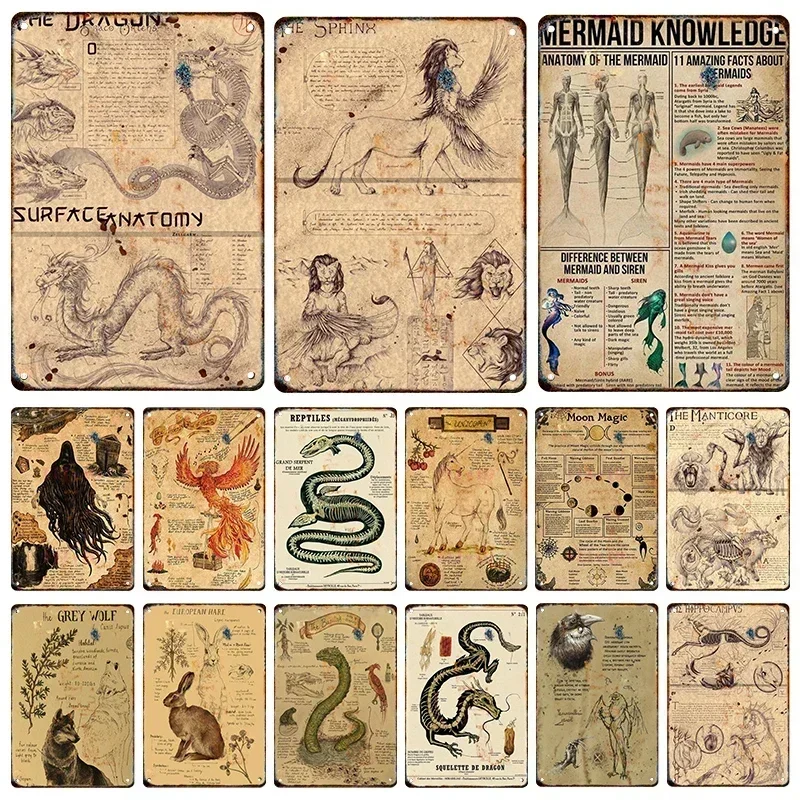 Винтажная Металлическая Вывеска В Форме Животного-единорог Дракон Dementor