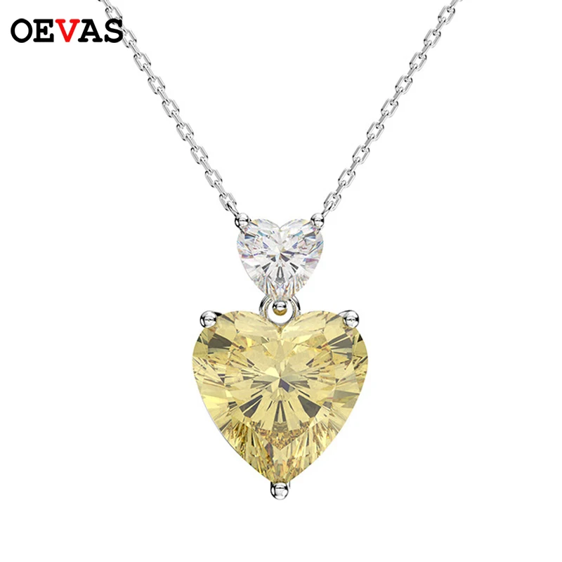 

Sparkling Pink Yellow Heart Zircon pendant necklace Elegant Wedding Engagement party jewelry for women Valentine's Day present