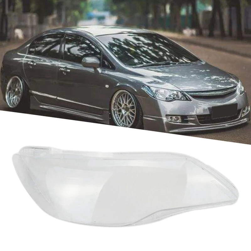 2 Pcs Car Front Right Left Side Headlight Clear Lens Lamp Shade Shell Cover For 2006 2007 2008 Honda Civic FD 5