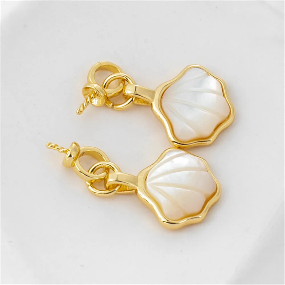 

14k gold color protection 12.5 * 15mm sea fan shell with pendant diy jewelry bracelet ear pendant accessories