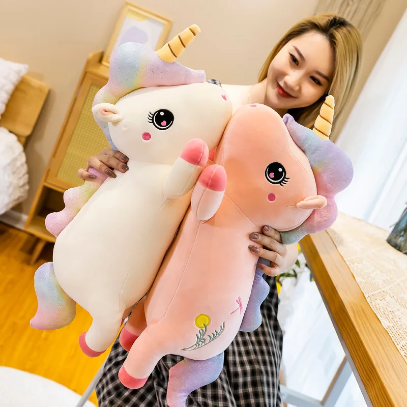 

New 60-120cm Long Unicorn Stuffed Doll Cute Soft Cartoon Office Nap Pillow Bed Sleep Pillow Home Decor Gift Doll for Kids Girl