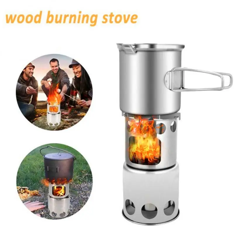 

Multi Functional Outdoor Easy Carry Small Size Stove Anti Slip Gear Pattern Design Mini Stove Stainless Steel Firewood Stove