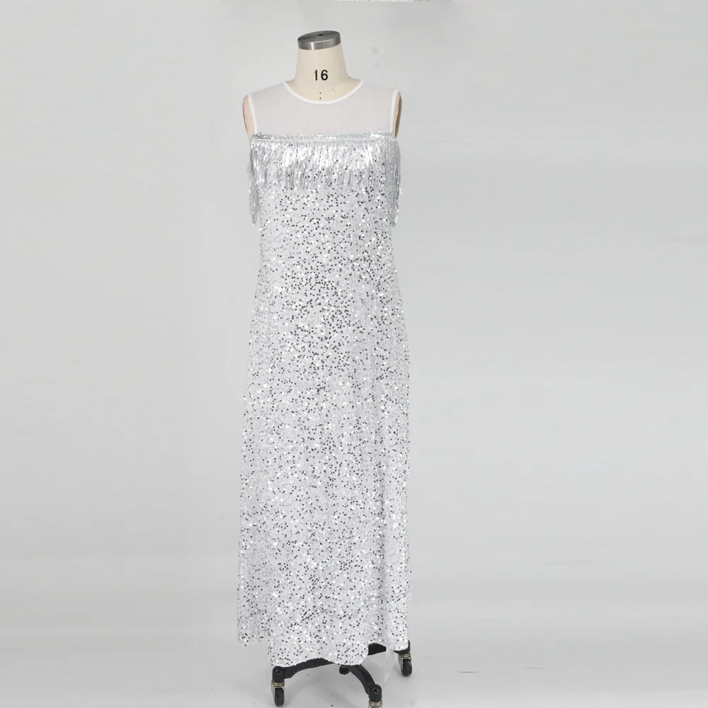 Plus Size Elegant Wedding Dresses For Women Sequin Tassel Sexy Long Dress 2023 Fashion Large Size Female Evening Party Dresses