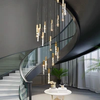 golden chandelier modern lamp crystal interior lighting new led custom design attic staircase spiral light fixture idea