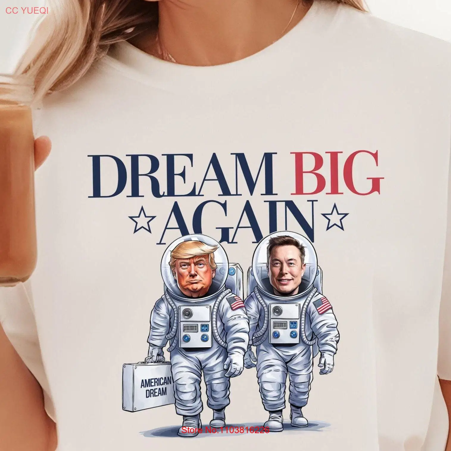 Футболка Trump Elon Dream Big Again Space Musk AstronauT Мотивационная вдохновляющая космическая