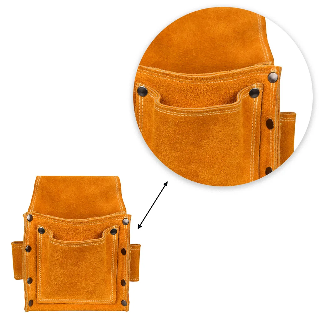 

Leather Tool Storage Waist Bag Portable Multi-pocket Replacement 24 Rivets Woodworking Metalworking Pouch Accessories