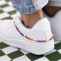 ingesight z acrylic rainbow beads heart anklet for women bohemia 2022 summer beach shoe chain high heels accessories jewelry