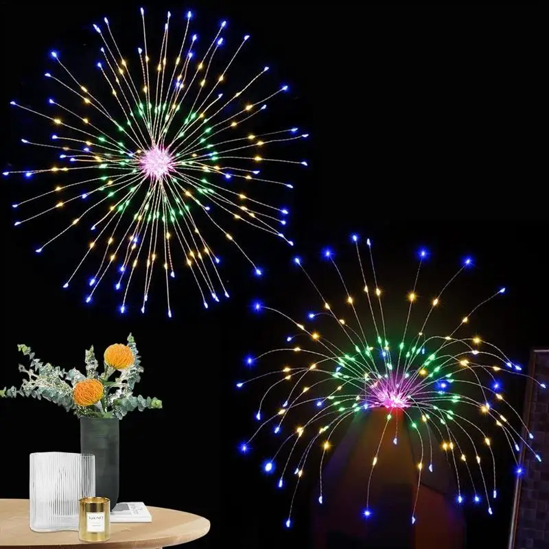 

Burst Lights Battery Operated Dandelion Light Outdoor 120 LED Firework Lamp Wedding Christmas Decorative Lights With Remote For