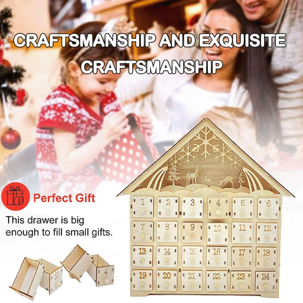 

Wooden 24 Day Countdown Calendar For Chirstmas Stylish Desktop Crafts Decor For Women Men Kids