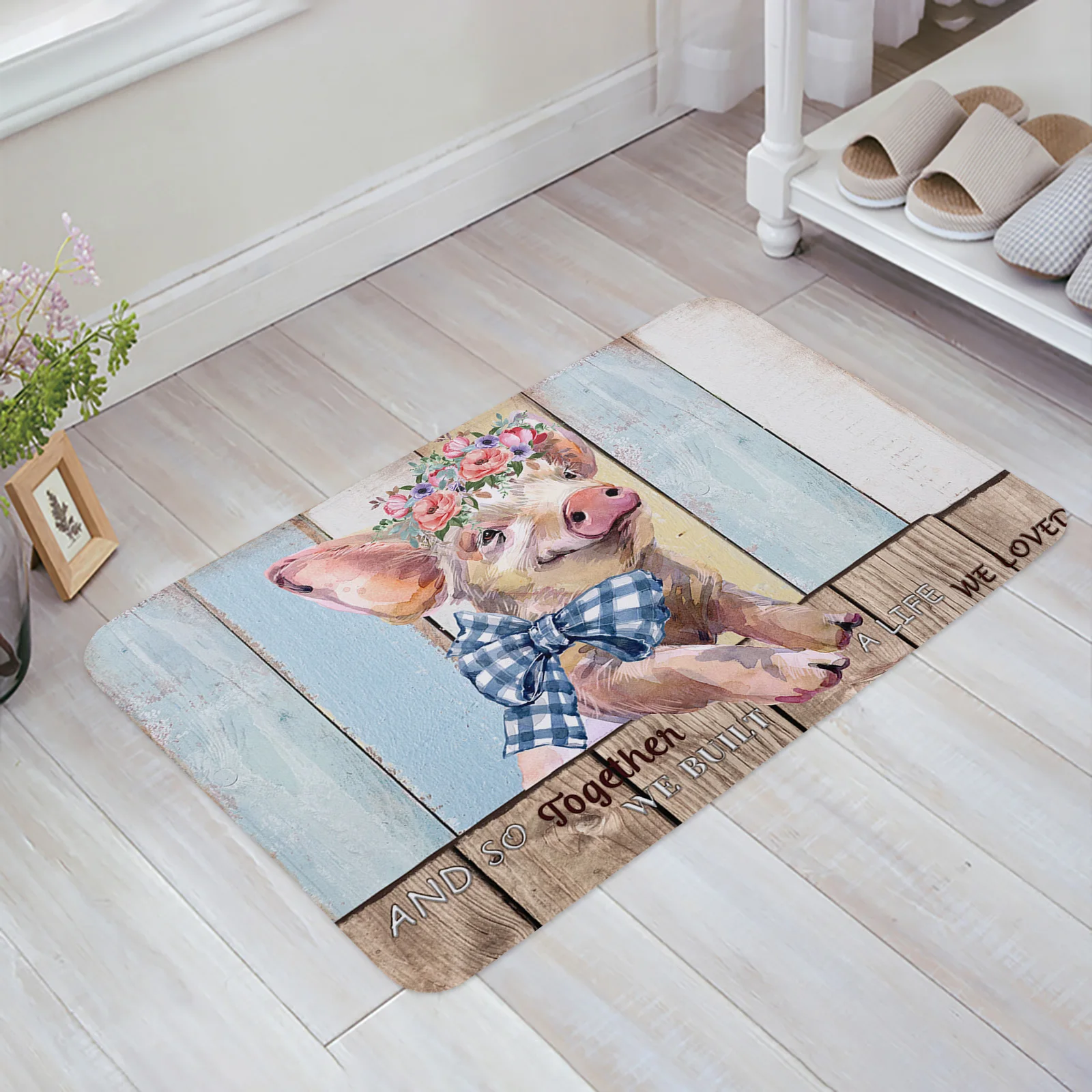 

Idyllic Farm Pig Retro Entrance Doormat Balcony Bedroom Decor Rug Kitchen Bathroom Non-slip Floor Mat Adult Home Decor