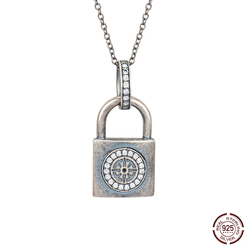 

VANAXIN 925 silver lock necklace simple fashion zircon exquisite party gift