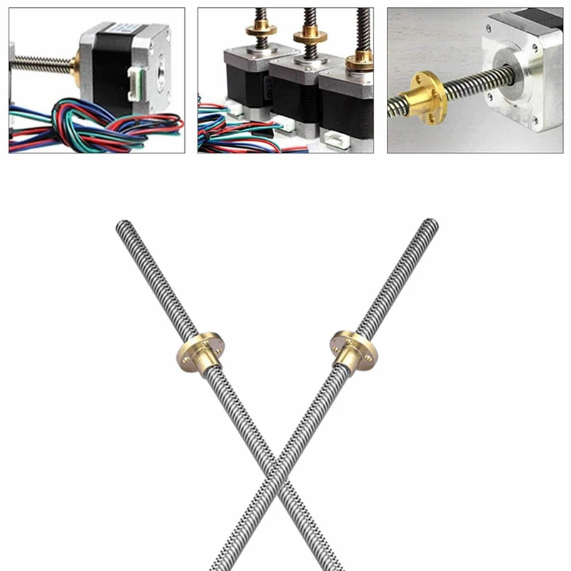 Свинцовый винт для 3D-принтера 8 мм шаг 2 вывод 200 250 300 350 400 450 500 с гайкой Reprap