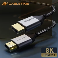 cabletime hdmi 2 1 cable 8k60hz 4k144hz 48gbps ultra slim coaxial hdmi video cable for ps4 macbook air hdtvs 8k hdmi c326