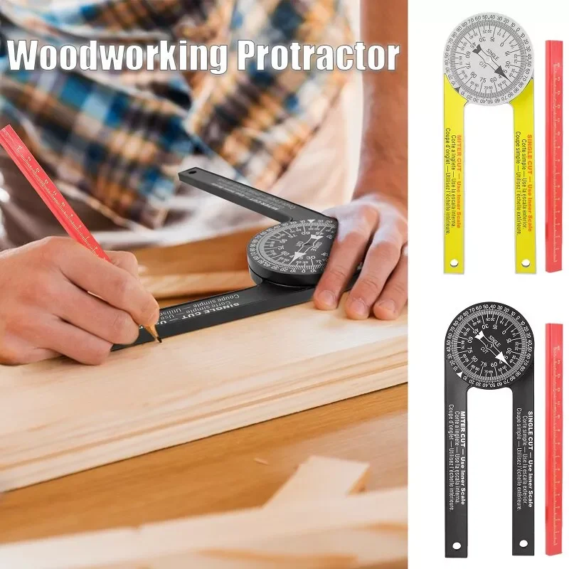 

Saw Protractor Woodworking Angle Finder ABS Measuring Ruler Portable Meter Gauge Tools With Marking Pencil Dropshipping