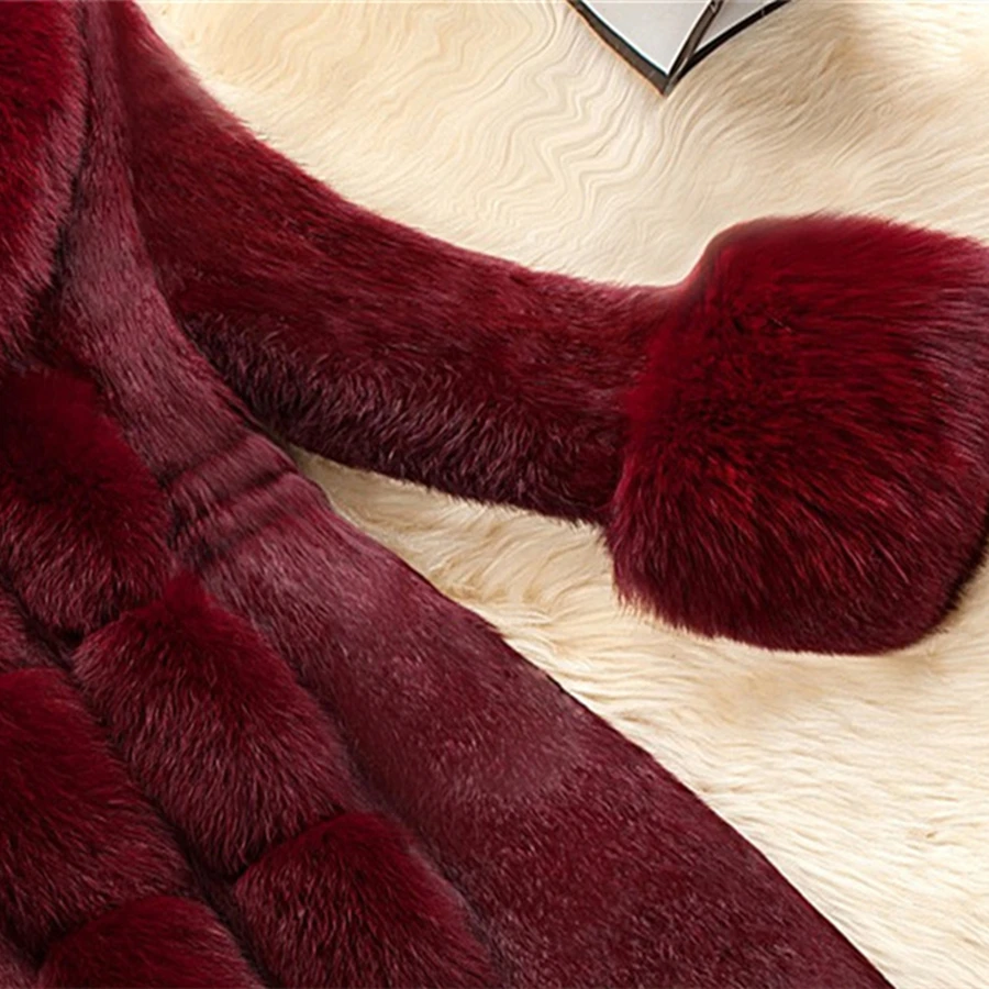 Mid-length Oversized 5XL Winter Faux Fox Fur Coat Women Plush Warm Luxury Overcoat Thick Korean Outwear Snow Jacket Furry Parkas