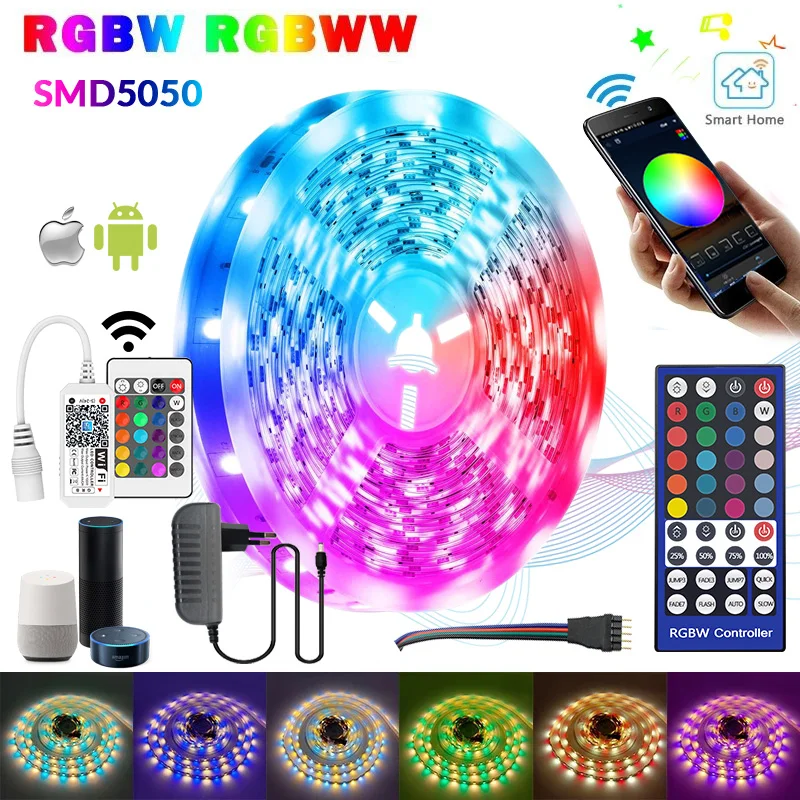 Светодиодная лента RGBW/RGBWW RGB SMD 5050 12 В постоянного тока 60 светодиодов/м Wi-Fi