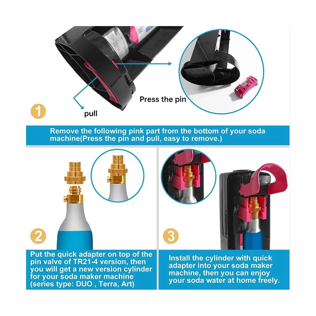 

CO2 Quick Adapter Upgraded for Soda Water Bubbler, Soda Maker Valve Refill Accessories for Quick Connecting