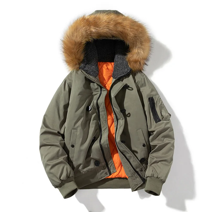 Зимняя куртка с воротником из натурального меха мужская парка подкладкой