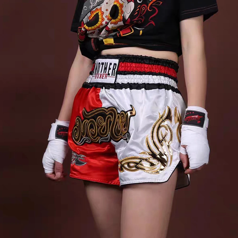 

Decorative Embroidery Boxing Training Trunks Wearable Fight Kickboxing Pants Tear Resistant Breathable Elastic Sports Equipment