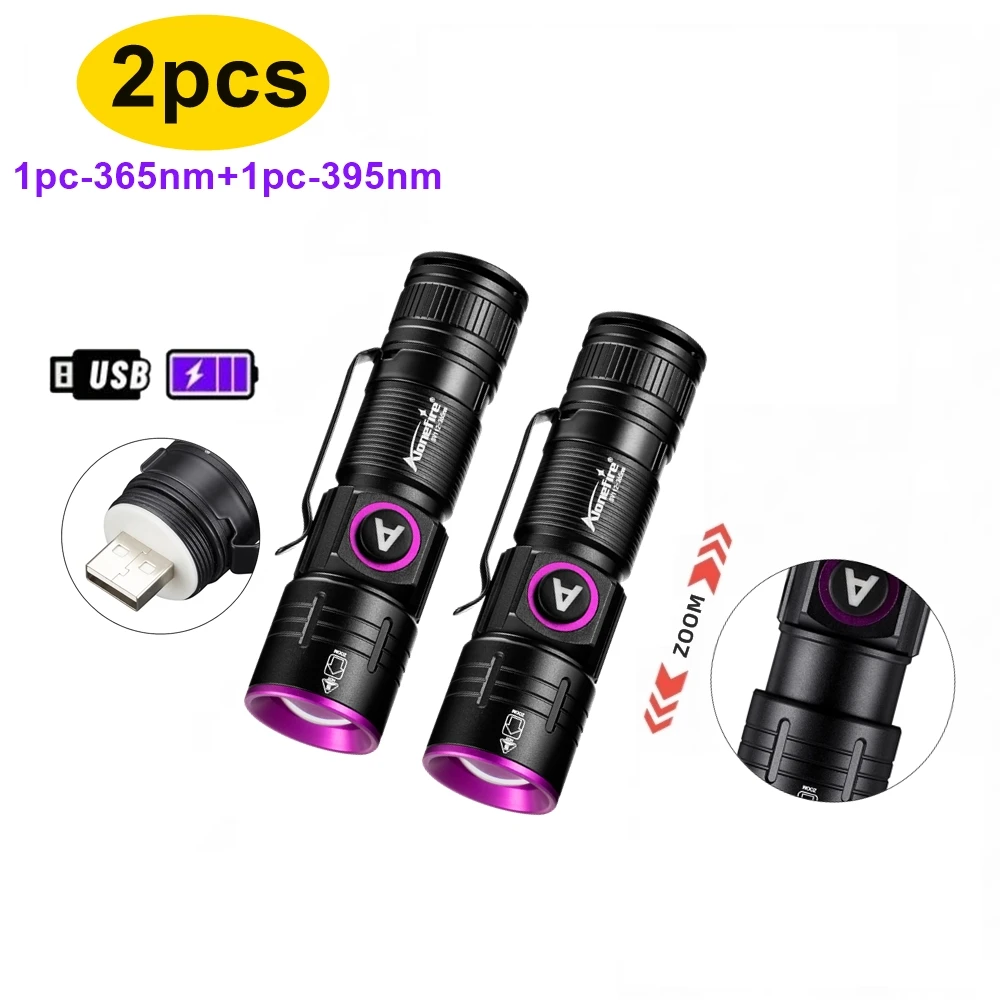 

AloneFire SV112 УФ-фонарь черный 395/365 Нм 5 Вт