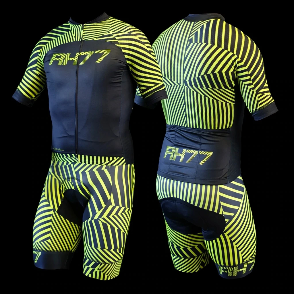 

RH77 Cycling Jersey Suit Summer Men Bike Set Short Sleeve Maillot Ciclismo Shirts Tops Wear Kit Bib Shorts Bicycle Equipment