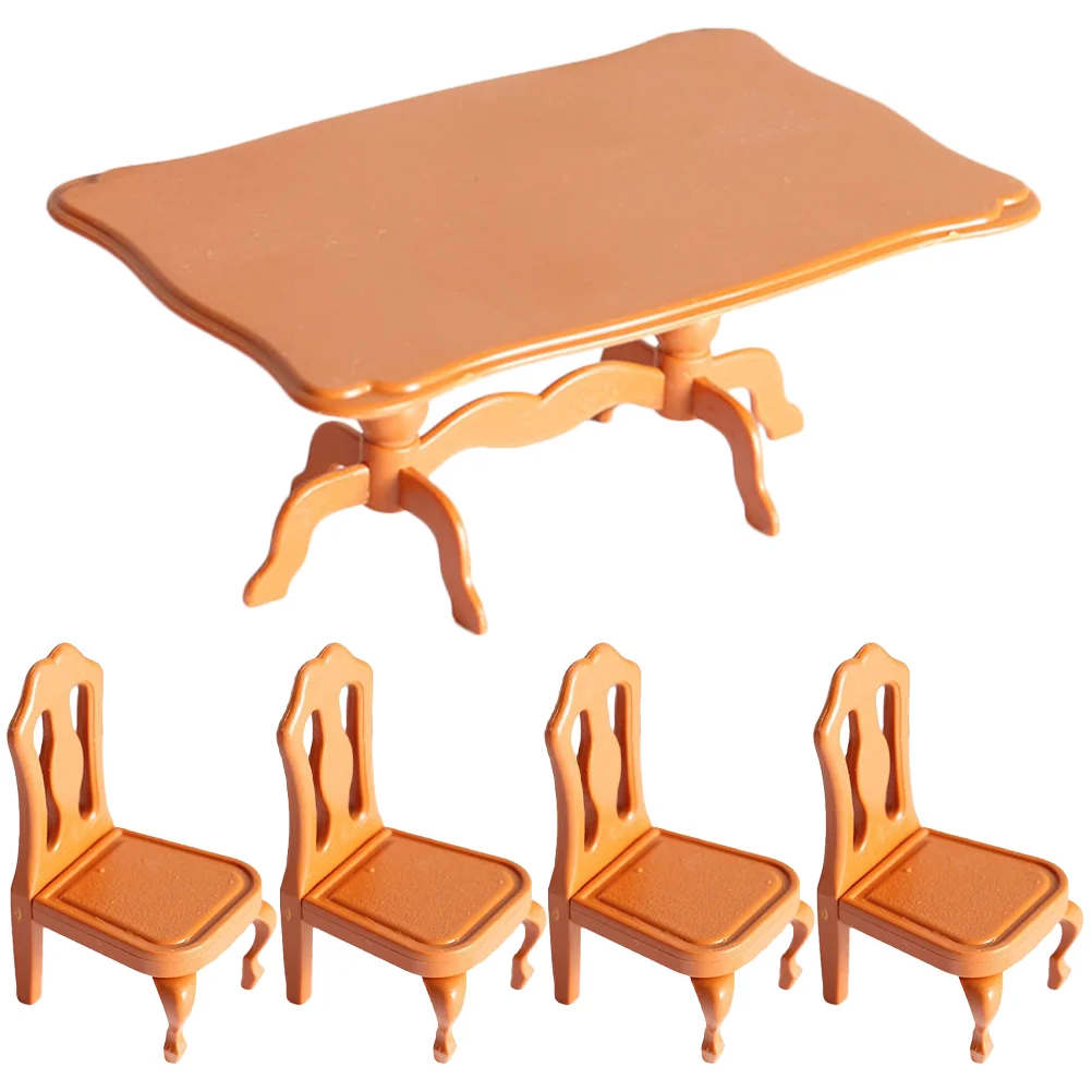 

5pcs Miniature Kitchen Set Furniture Miniature Table Chairs Set Tiny House Accessories