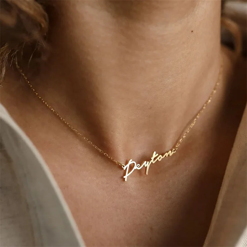 

Orazio Stainless Steel Custom Name Necklace For Women 14k Gold Personalized Letter Pendant Choker Couple Jewelry Dropshipping
