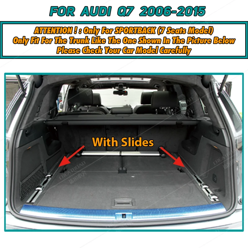 Car Trunk Mat For Audi Q7 Seven Seats 2006-2015 2007 2008 2009 2010 2011 2012 2013 Cargo Liner Carpet Interior Accessories Cover |