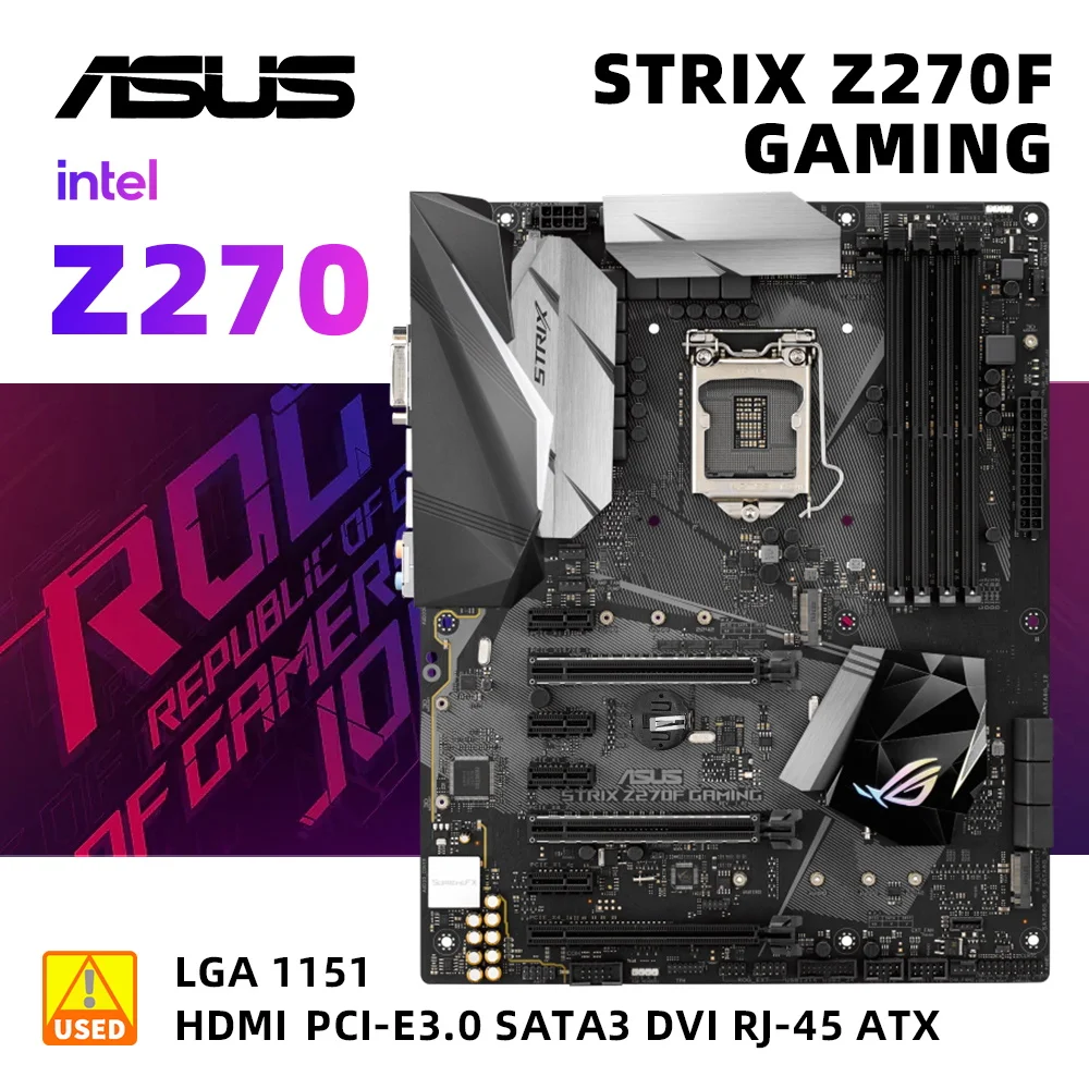 ASUS ROG STRIX Z270F GAMING + I3 7100 INTEL Z270 LGA 1151 7-го/6-го поколения I7/I5/I3 DDR4 DIMM 64 Гб PCIE 3,0/2,0 SATA3 HDMI ATX