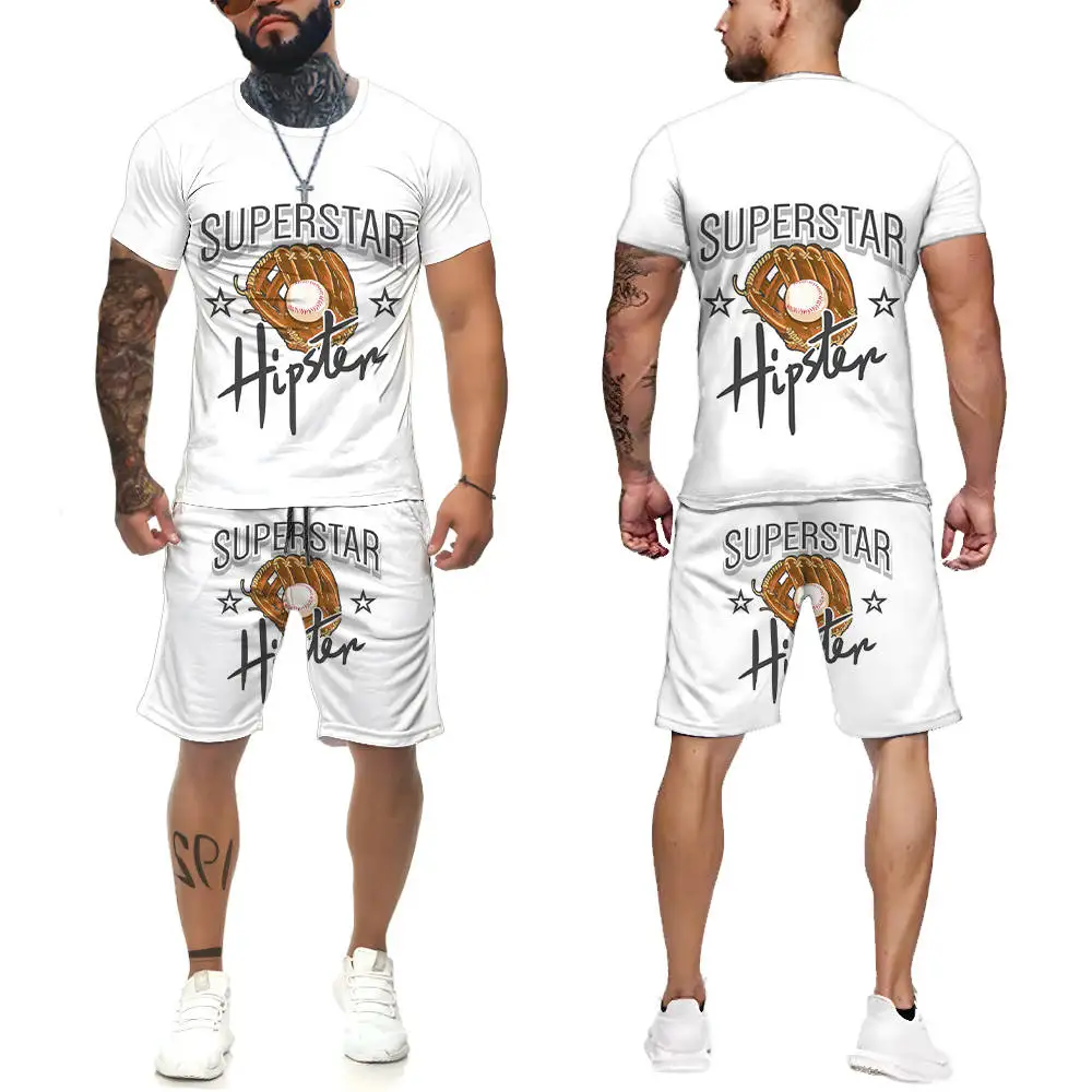 

Spring and summer seasons men's T -shirt 3D printing casual T -shirt sportswear fitness sports 2 set of clothes sports pants