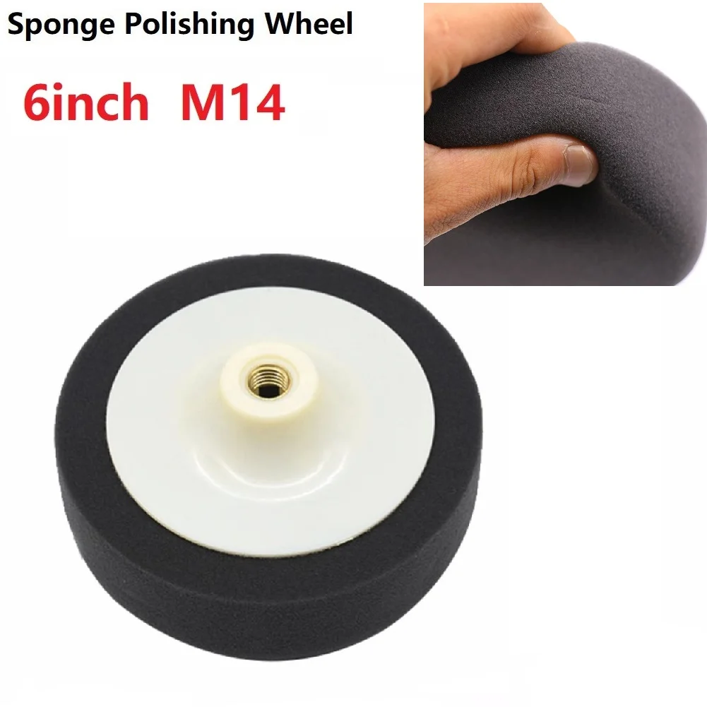 

For Car Polishing Sponge Heads Replacement Hub Sponge Foam Standard Compounding 150mm 1pcs 6inch Accessories Black Buffing Wheel