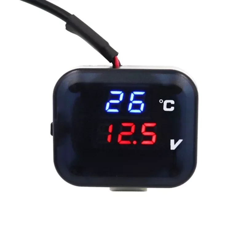 

Motorbike LED Panel Digital Voltage Display Thermometer Board with USB Charger Handlebar Mount Dashboard