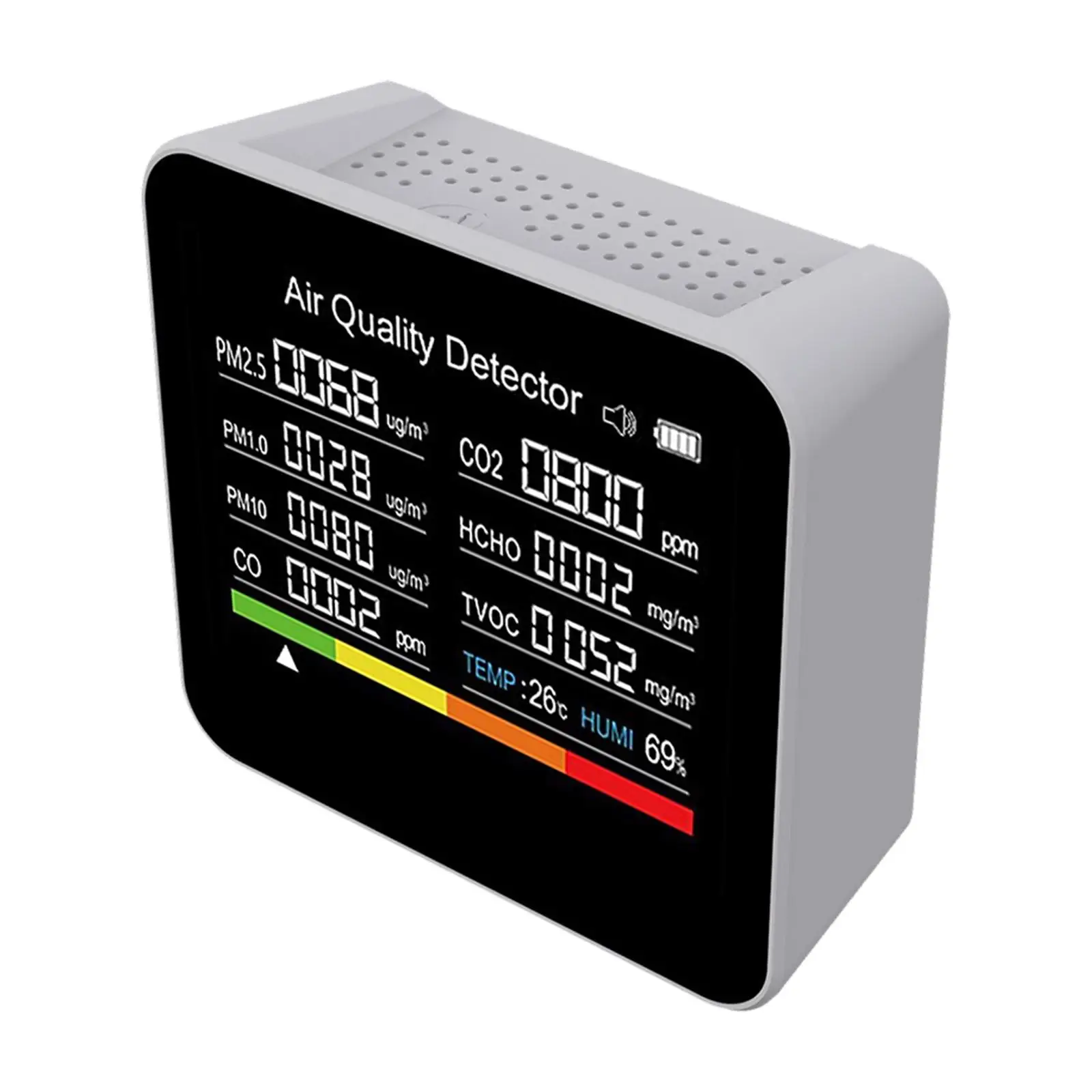 

Монитор качества воздуха ручной многофункциональный 9 в 1 точный монитор загрязнения воздуха для офиса дома улицы дома