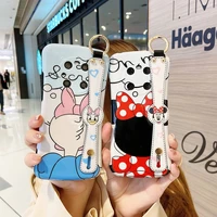 disney wristband minnie donald duck phone case for iphone x xr xs 7 8 plus 11 12 13 pro max 13mini cover
