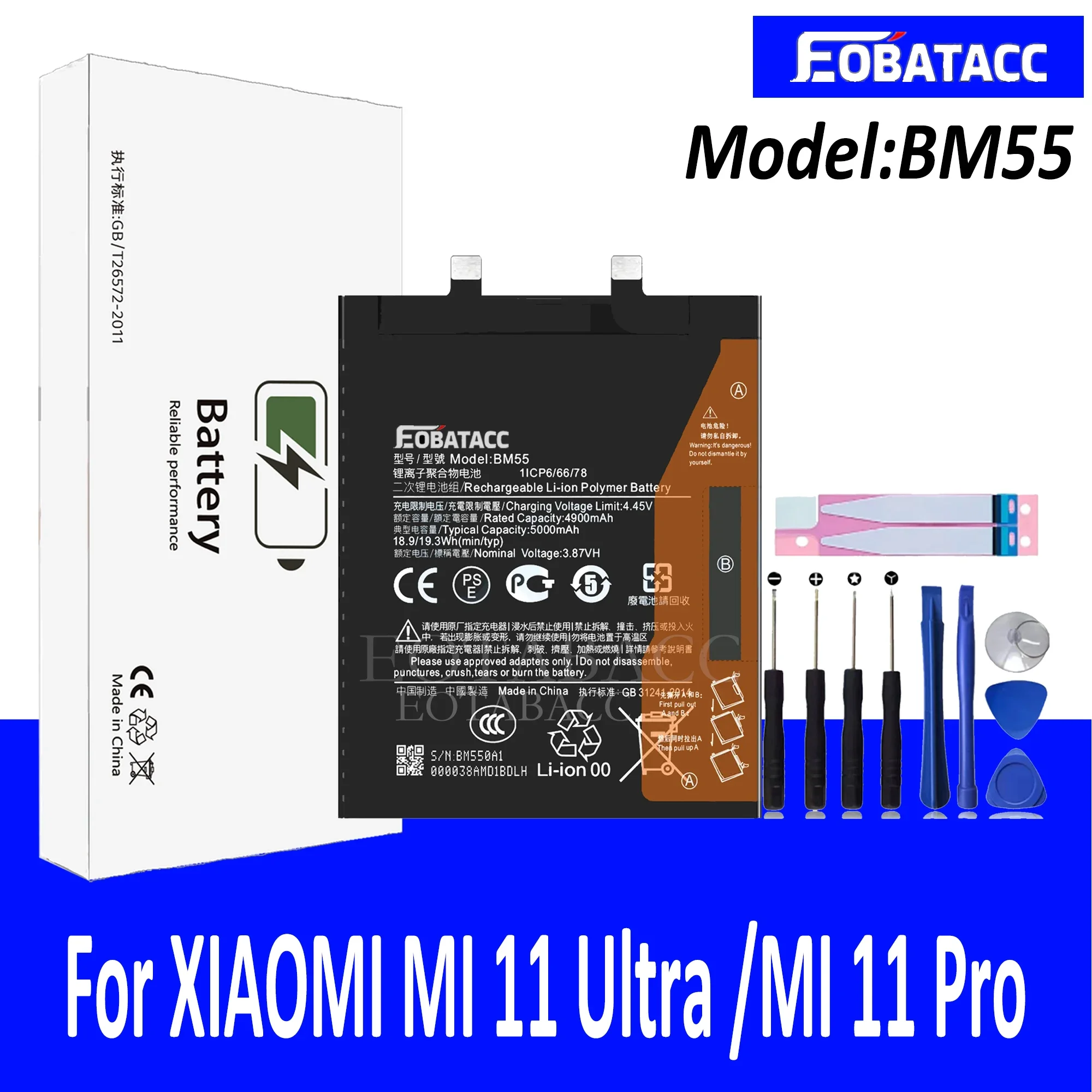 EOTABACC Высокое качество 100% оригинальный аккумулятор BM55 для Xiaomi MI 11 Ultra/mi Pro телефона