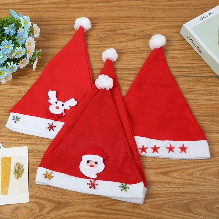 

Лидер продаж, креативные рождественские подарочные украшения, мультяшная матовая ткань, детская Рождественская Нетканая шляпа, рождествен...