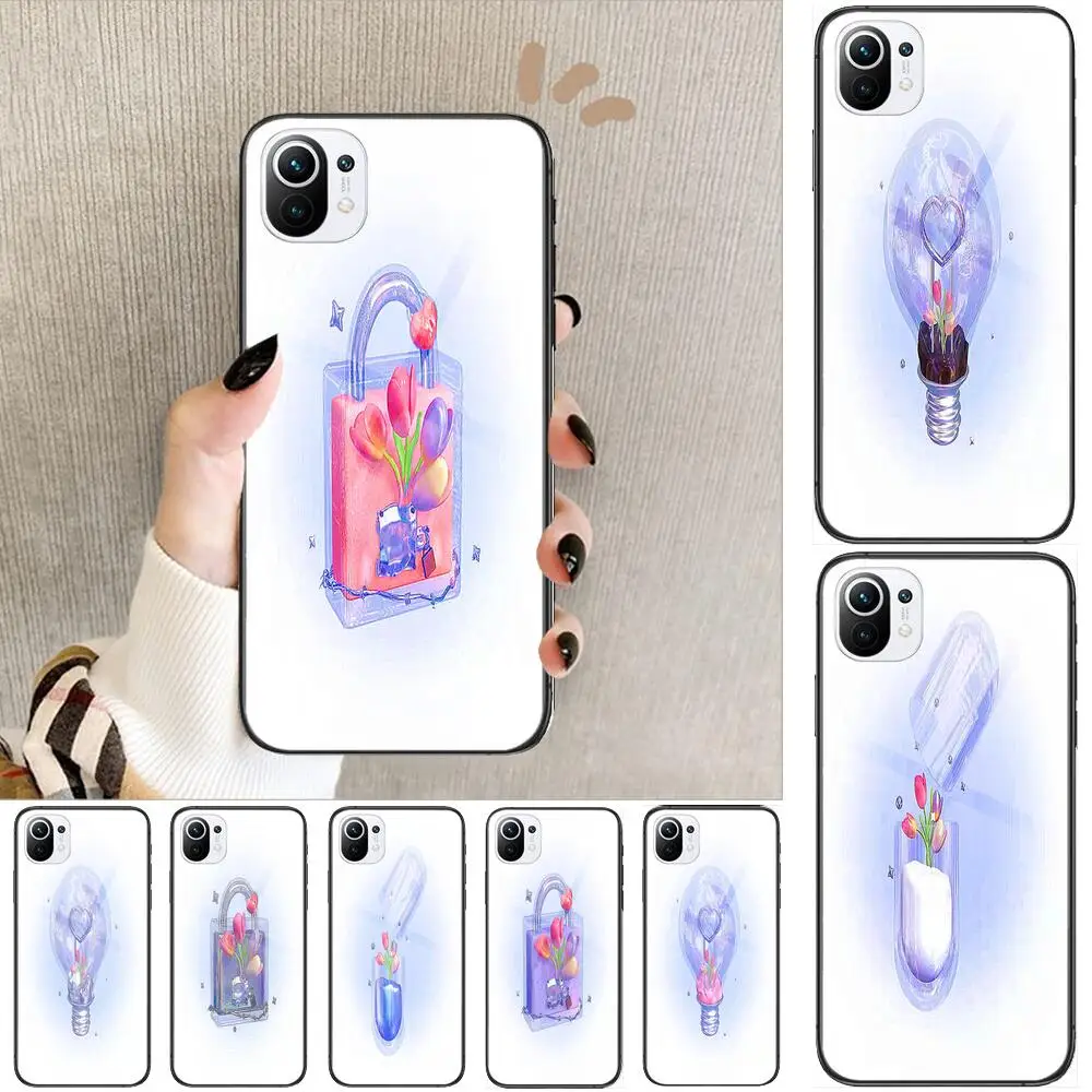 

DIY-tulip printing Tempered Glass Phone shell Case For xiaomi redmi 11 Lite pro Ultra 10T 10 9 8 cc se Cover Silicone Cases