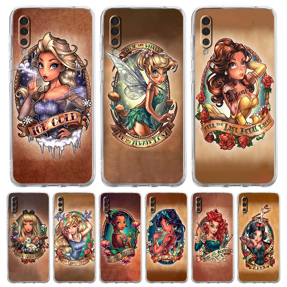 

Роскошный чехол для телефона с татуировкой принцессы для Samsung Galaxy A12 A02 A03S A50 A70 A10 A20 A20S A30 A40, прозрачный силиконовый чехол, чехлы