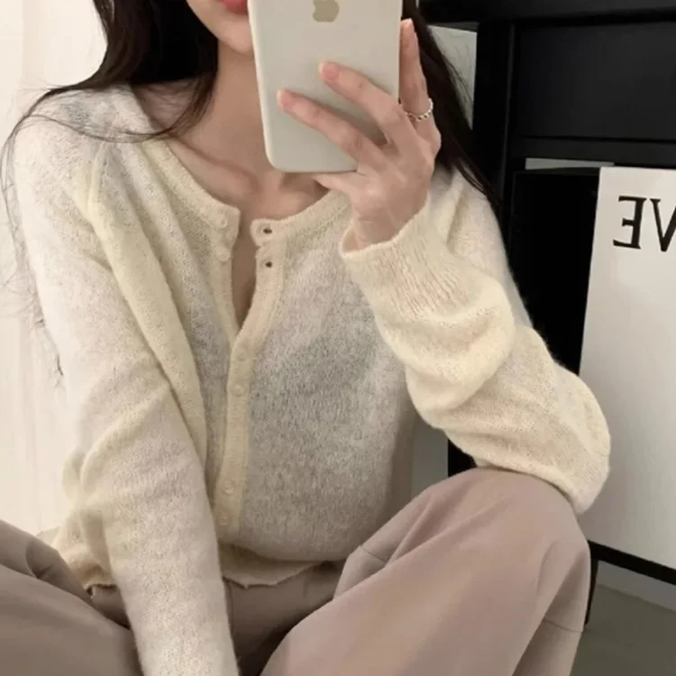 Женский вязаный кардиган с фиолетовой звездой мягкий эластичный во французском