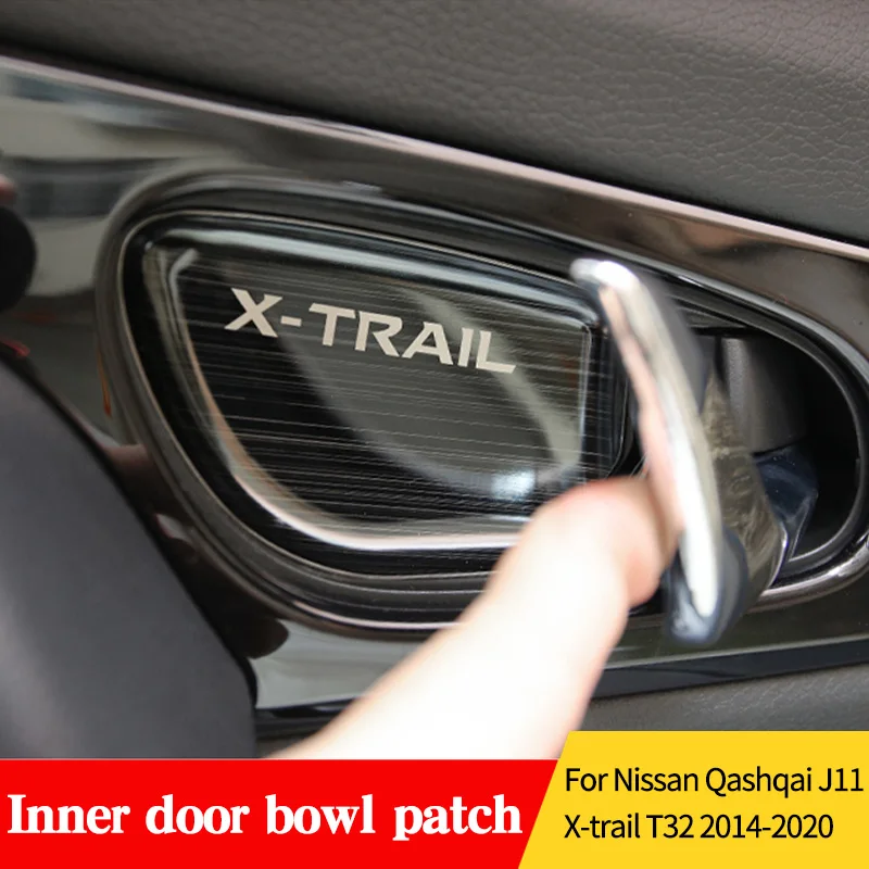 Car Inner Door Bowl Decorated Patch For Nissan Qashqai J11 X-trail T32 2014-2020 Handle Protector Cover Accessories