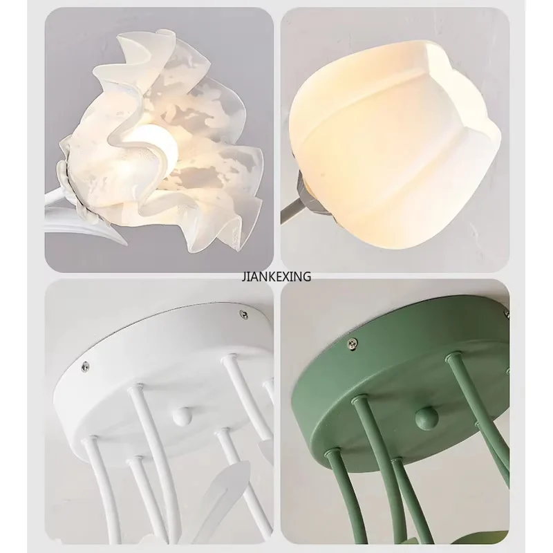 Фото Французская кремовая люстра для гостиной, дизайнерская креативная люстра в форме цветка линлан, потолочный светильник для ресторана и спальни, американский ретро-светильник. №5