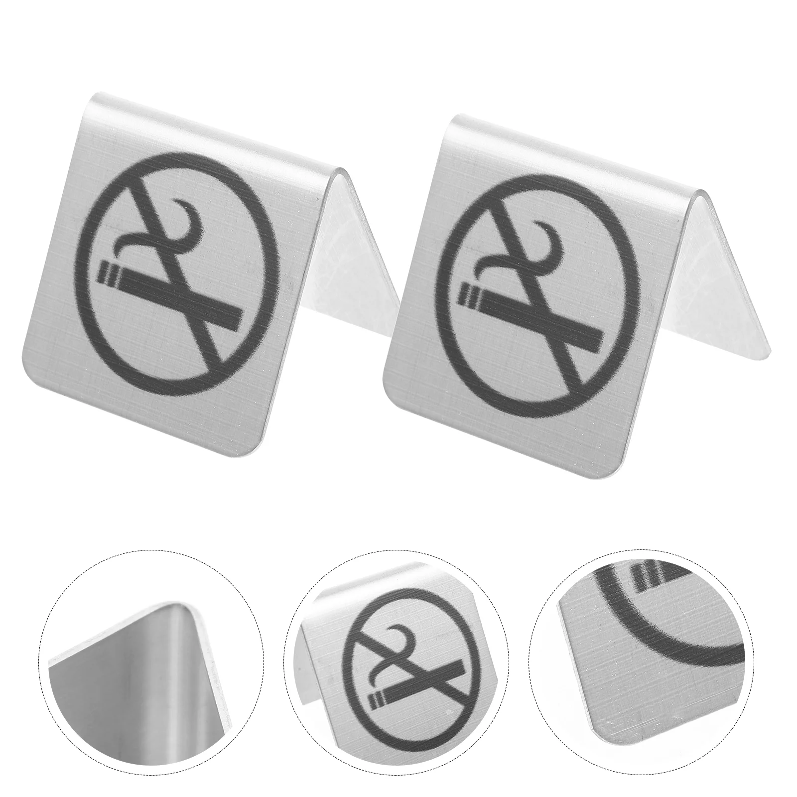 

2pcs Stainless Steel Double-sided Non Signs Non-smoking Table Signs